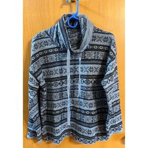 NWT Chaps Fair Isle Cowl Neck Sweater Medium Blue Nordic Holiday Knit Pullover